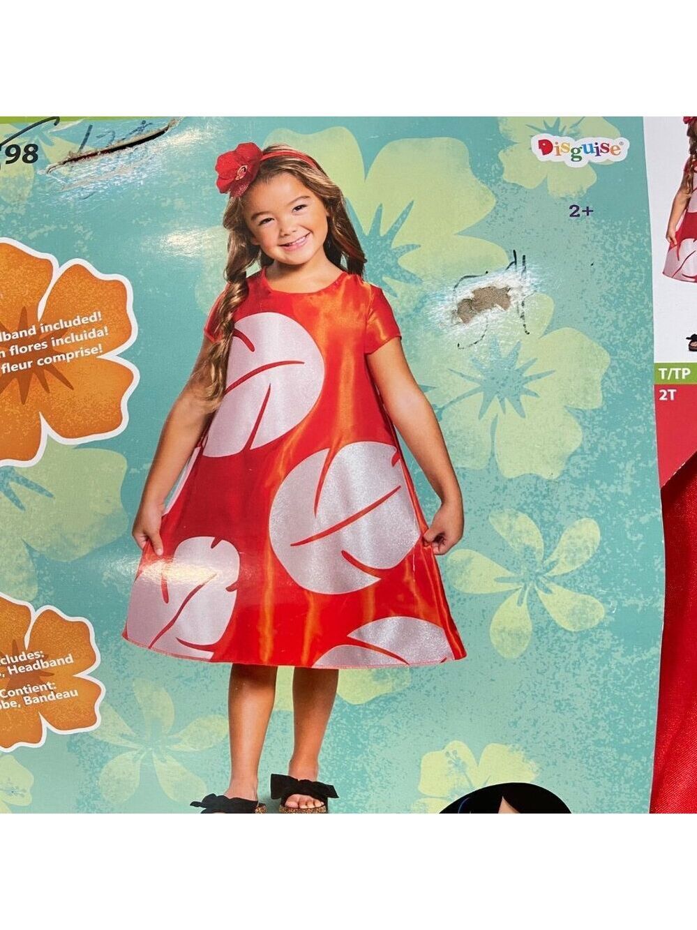 Disney Lilo & Stitch Toddler Costume Dress & Headband 2T Red Leaf NWTDescription